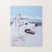 Sibirischer Husky (Silber und Weiß) Malerei Puzzle (Vertikal)
