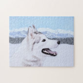 Sibirischer Husky (Silber und Weiß) Malerei Puzzle (Horizontal)