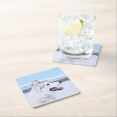 Sibirischer Husky (Silber und Weiß) Malerei Rechteckiger Pappuntersetzer (Vor Ort)