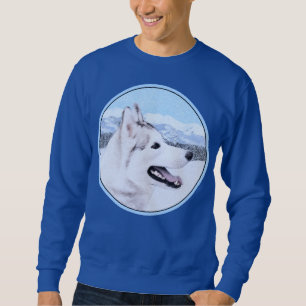 Sibirischer Husky (Silber und Weiß) Malerei Sweatshirt