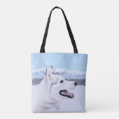 Sibirischer Husky (Silber und Weiß) Malerei Tasche (Rückseite)