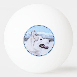 Sibirischer Husky (Silber und Weiß) Malerei Tischtennisball