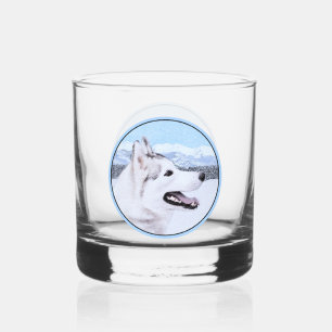 Sibirischer Husky (Silber und Weiß) Malerei Whiskyglas