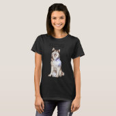 Sibirischer Husky und Rose T-Shirt (Vorne ganz)