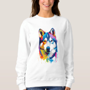 Sibirischer Husky Vibranful und Colorful Sweatshirt