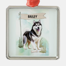 Sibirischer Husky Wasserfarbe Personalisierter Hun