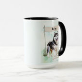 Sibirischer Husky Wasserfarben Personalisierter Hu Tasse (VorderseiteRechts)