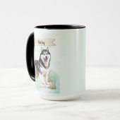 Sibirischer Husky Wasserfarben Personalisierter Hu Tasse (Vorderseite Links)