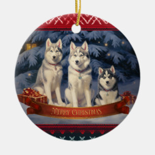 Sibirischer Husky Weihnachten Keramik Ornament