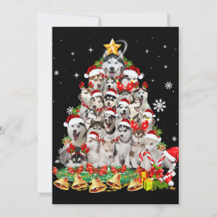 Sibirischer Husky Weihnachtsbaumlichter Lustiger H Feiertagskarte