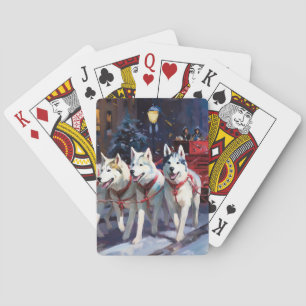 Sibirischer Husky Weihnachtsfestzeit Spielkarten