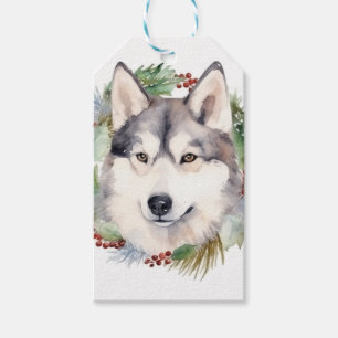 Sibirischer Husky Weihnachtskranz Festlicher Hund Geschenkanhänger