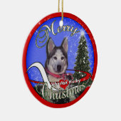 Sibirischer Husky WEIHNACHTSverzierung Keramik Ornament (Rechts)