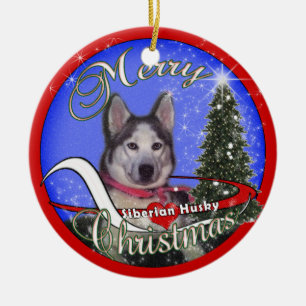 Sibirischer Husky WEIHNACHTSverzierung Keramik Ornament