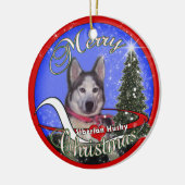 Sibirischer Husky WEIHNACHTSverzierung Keramik Ornament (Links)