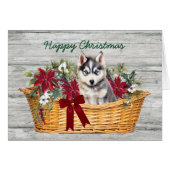Sibirischer Husky-Welpe in Basketball Weihnachtska (Vorderseite (Horizontal))