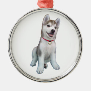 Sibirischer Husky-Welpe Silbernes Ornament