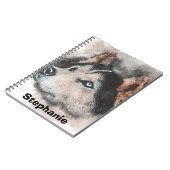 sibirischer Husky zeichnend, Husky-Liebhaber Notizblock (Linke Seite)