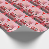 Sibirischer Huskyfahrer mit Herzvalentiner Geschenkpapier (Ecke)