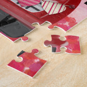 Sibirischer Huskyfahrer mit Herzvalentiner Puzzle (Seite)