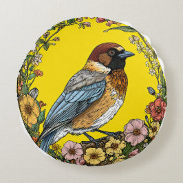 Sibirischer Jay-Vogel Rundes Kissen