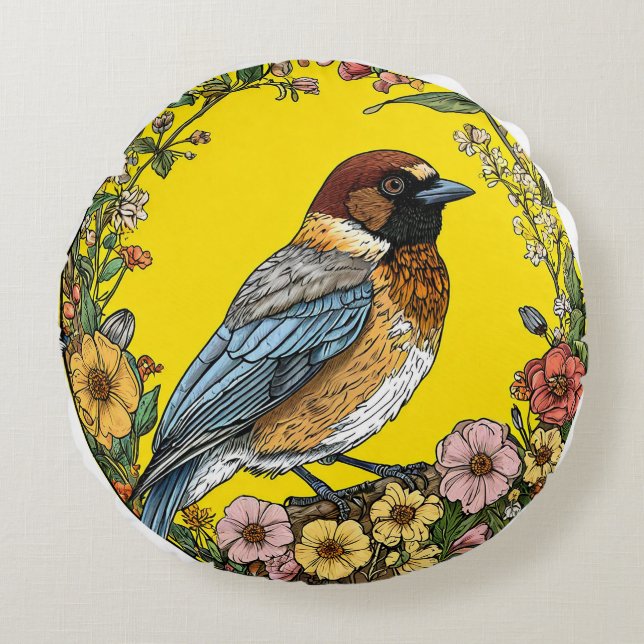 Sibirischer Jay-Vogel Rundes Kissen (Vorderseite)