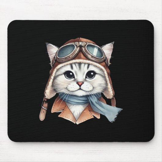 Sibirischer Katzenpilotenaufkleber Mousepad (Vorne)