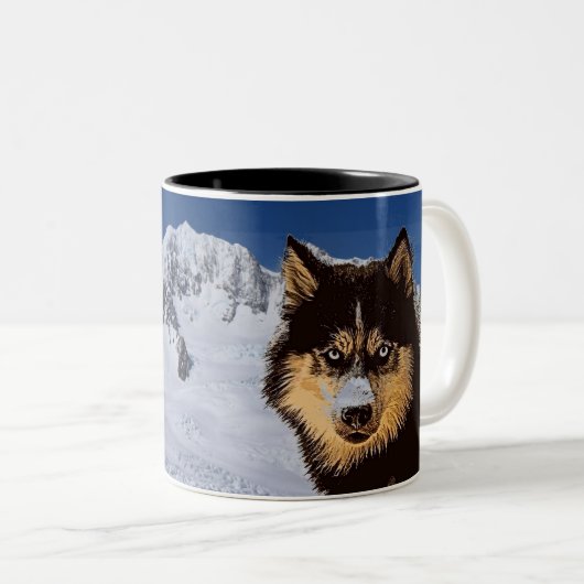 Sibirischer Schlittenhund-Kaffee-Tasse Zweifarbige Tasse (VorderseiteRechts)