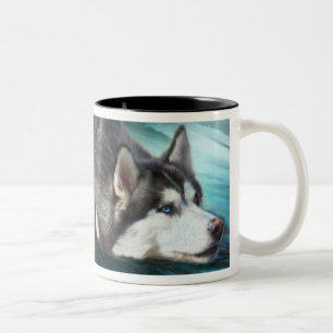 Sibirischer Schlittenhund-Kunst-Tasse Zweifarbige Tasse