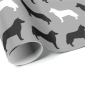 Sibirischer Schlittenhund-Silhouette-Muster Geschenkpapier (Rolleneckpunkt)