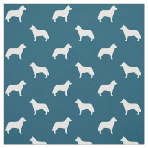 Sibirischer Schlittenhund-Silhouette-Muster Stoff
