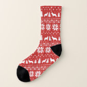 Sibirischer Schlittenhund-Silhouette-rotes Socken (Links - Außen)