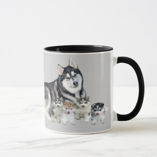 Sibirischer Schlittenhund u. Welpen-Tasse Tasse (Rechts)