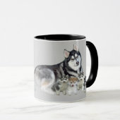Sibirischer Schlittenhund u. Welpen-Tasse Tasse (VorderseiteRechts)