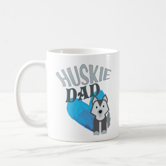 Sibirischer Schlittenhund-Vater-niedliches Kaffeetasse (Links)
