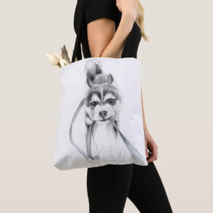 Sibirischer Schlittenhund-Welpe, der Kunst-Tasche Tasche