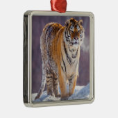Sibirischer Tiger im Schnee, China Silbernes Ornament (Rechts)