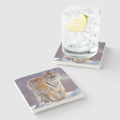 Sibirischer Tiger im Schnee, China Steinuntersetzer (Seitenansicht)