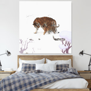Sibirischer Tiger im Schnee Leinwanddruck