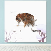 Sibirischer Tiger im Schnee Leinwanddruck (Insitu (Holzboden))