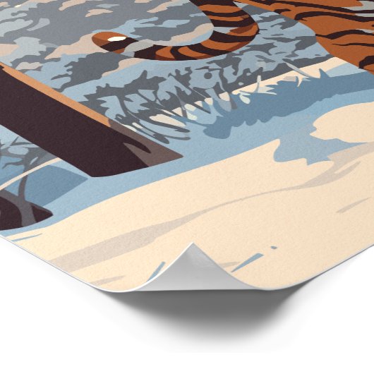 Sibirischer Tiger in Holz - Ai Poster (Ecke)