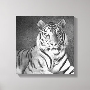 Sibirischer Tiger-Kunst in Schwarzweiss - Leinwand