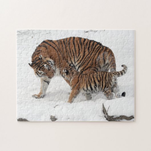 Sibirischer Tiger und CUB-Puzzlespiel Puzzle (Horizontal)