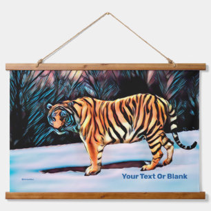 Sibirischer Tiger Wandteppich Mit Holzrahmen