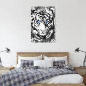 Sibirischer Weißtiger Kopf - Tiger Blue Eyes Leinw Leinwanddruck (Insitu (Schlafzimmer))