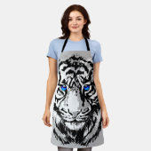 Sibirischer Weißtiger Kopf - Tiger Blue Eyes Schür Schürze (Getragen)