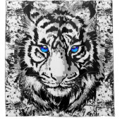 Sibirischer White Tiger Head - Tiger Blue Eyes Dus Duschvorhang (Vorderseite)