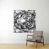 Sibirischer White Tiger Head - Tiger Blue Eyes Tap Wandteppich (Beispiel (Horizontal))