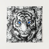 Sibirischer White Tiger Head - Tiger Blue Eyes Tap Wandteppich (Vorderseite)