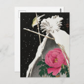 Sibirisches Bluechat neben einer Peonie von Ohara Postkarte (Vorne/Hinten)
